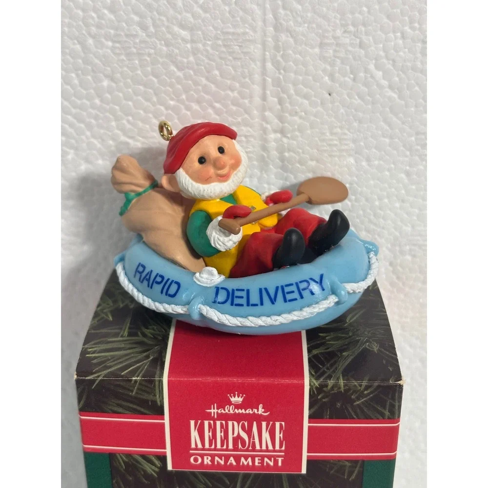 Hallmark Keepsake Ornament 1992 Rapid Delivery Elf‎ Kayak Christmas Tree Decor